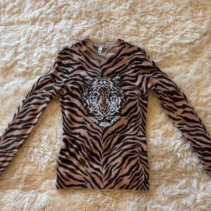 Autumn Cashmere Tiger Print Sweater - Brown and Black